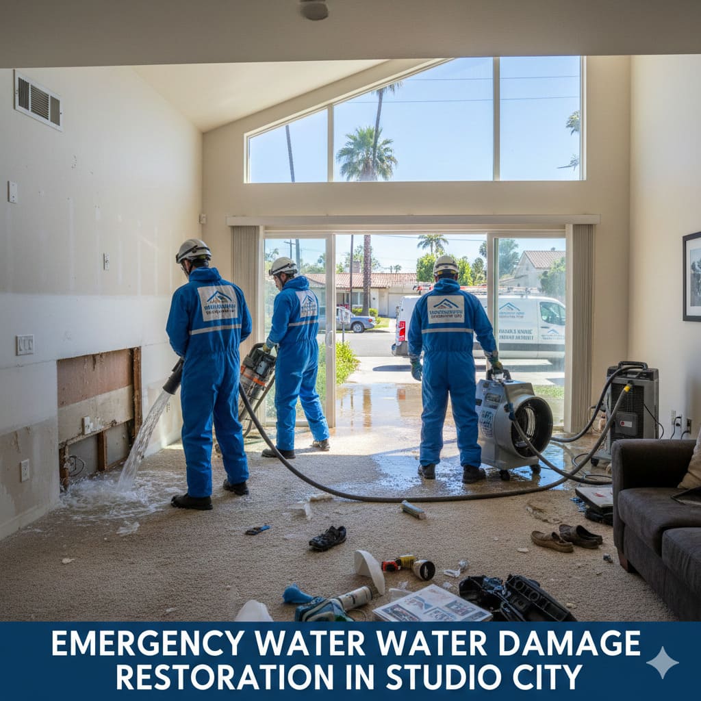 Emergency water damage restoration in Studio City home